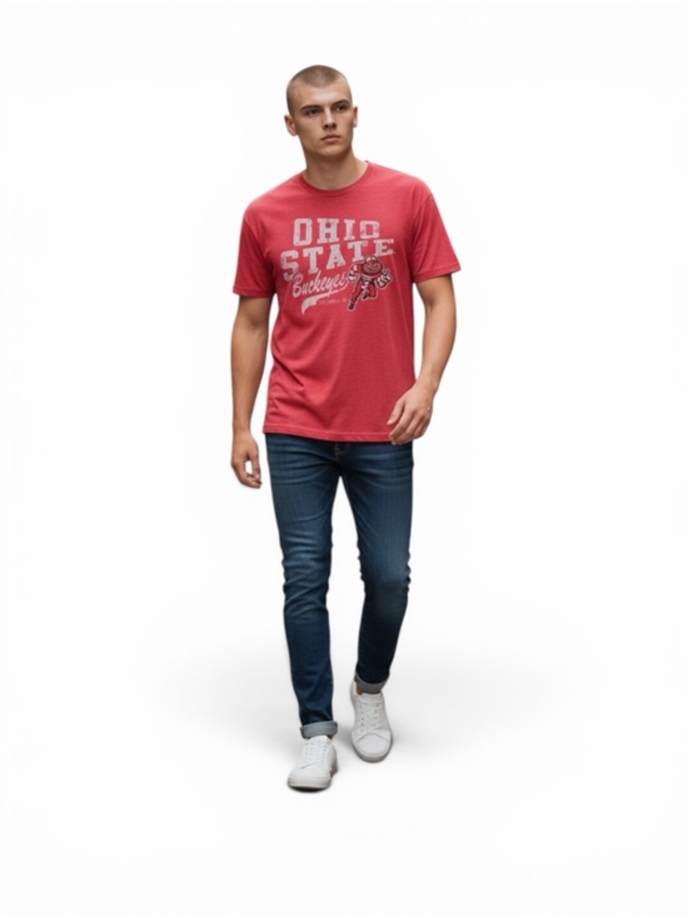 Ohio State Buckeyes Brutus Mascot Graphic T-Shirt Red Men’s Medium - Picture 1 of 5